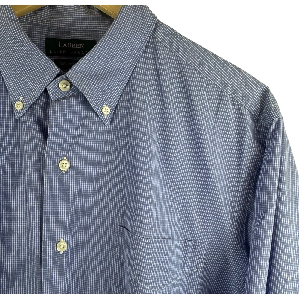 Lauren Ralph Lauren Button Down Mens 16.5 32/33 Micro Check Long Sleeve Shirt